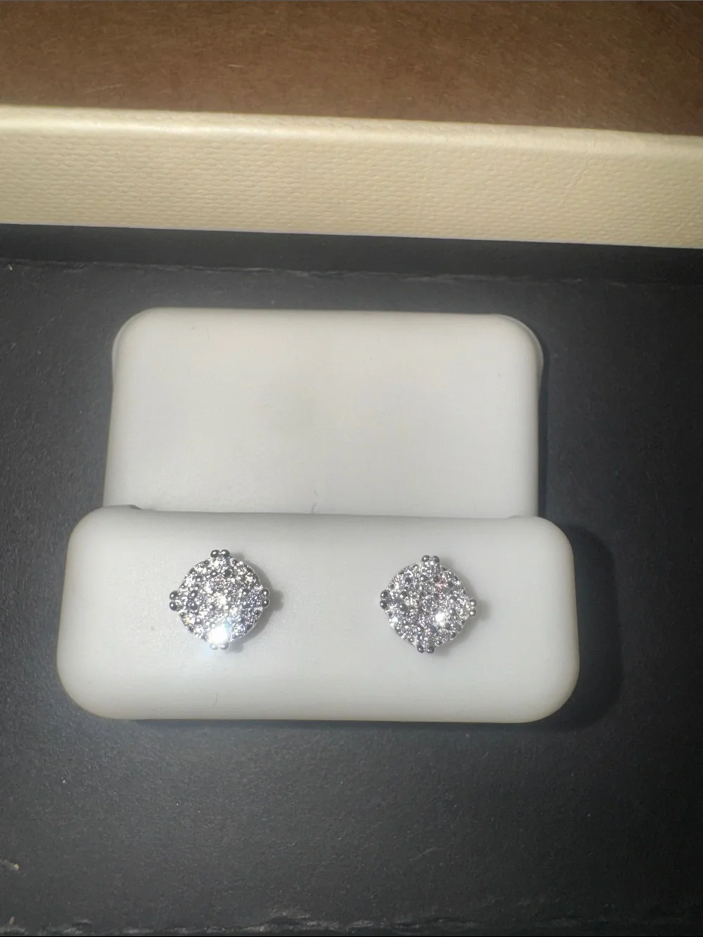 Classic 925 Silver w/ Moissanite Round Cluster Earrings - Timeless Sparkle